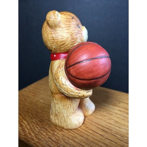 Lucy & Me Basketball Teddy Bear Figurine Rigg ENESCO 1980 “Unbearably Cute!” - Picture 4 of 5